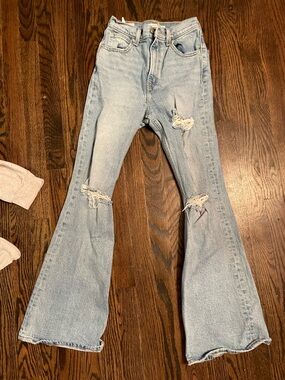 Levi's Light Blue Distressed Flared Jeans